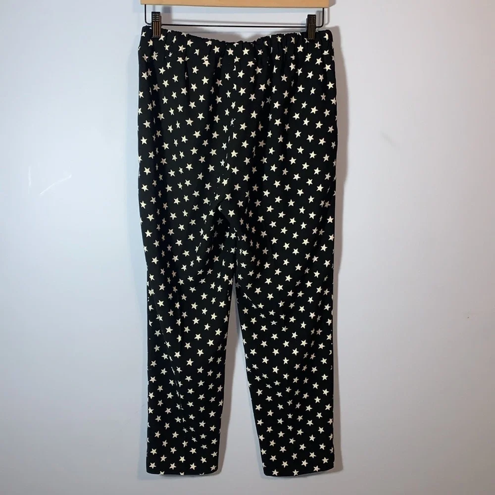 J. Crew tie waist Black and White Star Pattern cropped Pants size 8